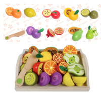 Fructe de Lemn Magnetice cu Cuțit de Feliat, joc Montessori