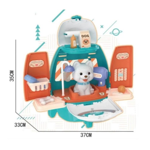 Set îngrijire animale copii cu rucsac și cățeluș