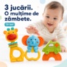 Set 3 zornăitori pentru bebeluși cu girafă, elefant și mașinuță
