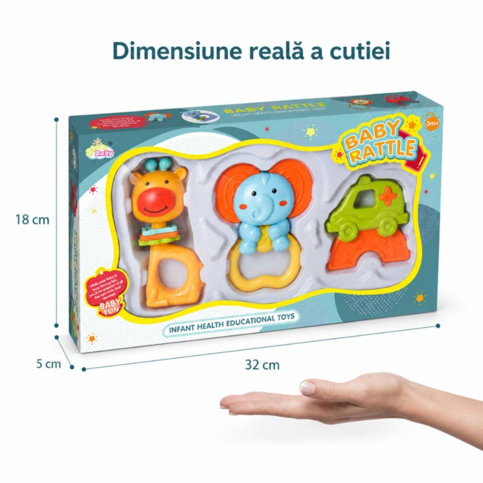 Tot ce primești în set: 3 jucării incluse