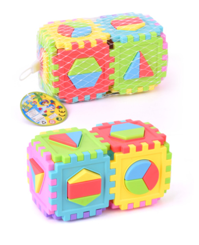 Set 2 Cuburi de Construcție Educative cu Figuri de Asociat