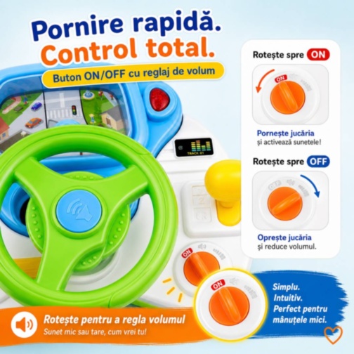 Volan Interactiv pentru Copii cu Sunete și Ecran Animat