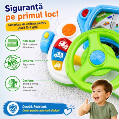 Volan Interactiv pentru Copii cu Sunete și Ecran Animat