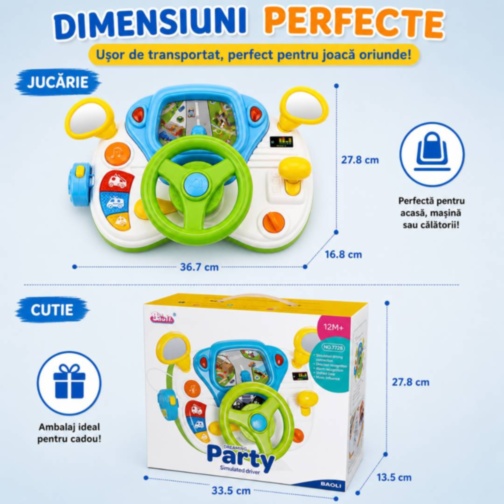 Volan Interactiv pentru Copii cu Sunete și Ecran Animat
