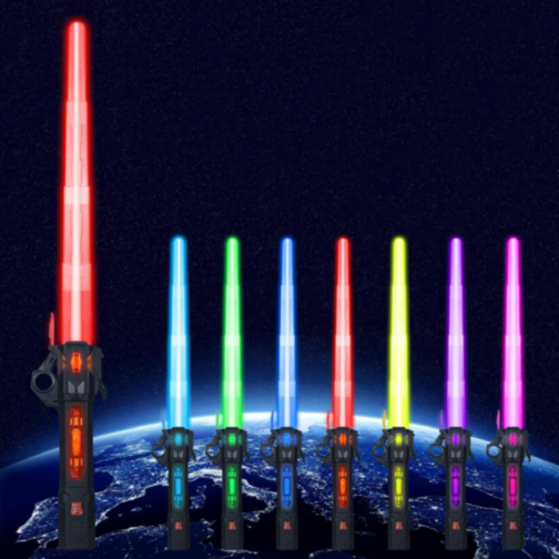 Sabie Telescopică cu Lumini Colorate și Sunete – Baterie Reîncărcabilă USB