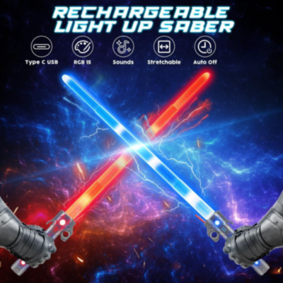 Sabie Telescopică cu Lumini Colorate și Sunete – Baterie Reîncărcabilă USB | image