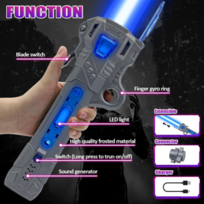 Sabie Telescopică cu Lumini Colorate și Sunete – Baterie Reîncărcabilă USB | image