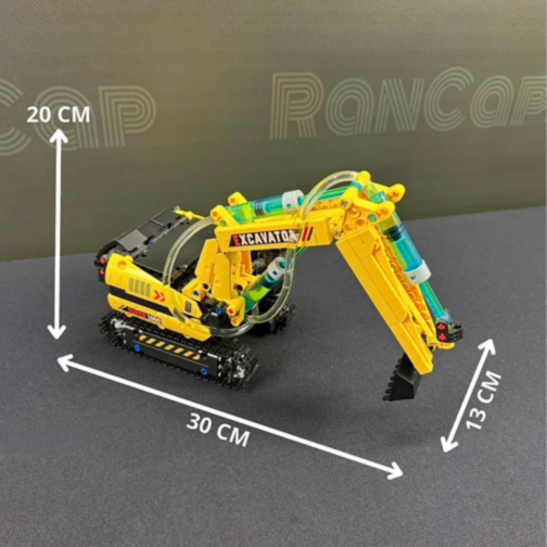 Excavator Hidraulic de Asamblat – 578 Piese, Macara STEM cu Mișcări Reale