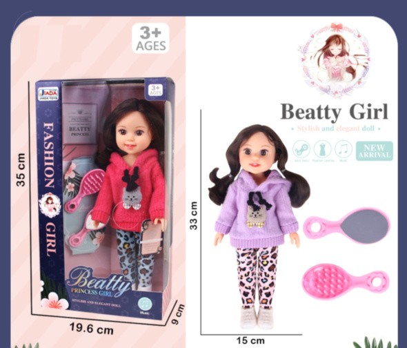 Păpușă Muzicală Stilată cu Pieptene și Oglindă, 35cm