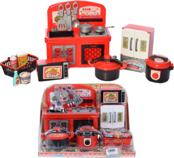 Mini Bucătărie cu Aragaz, Cuptor, Tacâmuri și Produse Alimentare