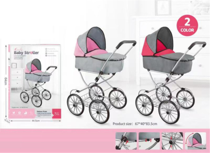 Cărucior Landou de Păpuși cu Cadru Metalic