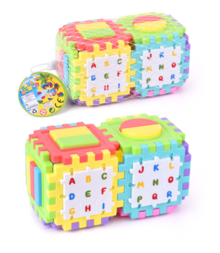 Set 2 Cuburi de Construcție Educative cu Figuri de Asociat