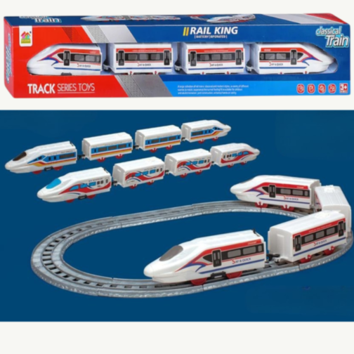 Trenuleț Electric pe Șine – Set cu Locomotivă și Vagoane, Lungime 58 cm