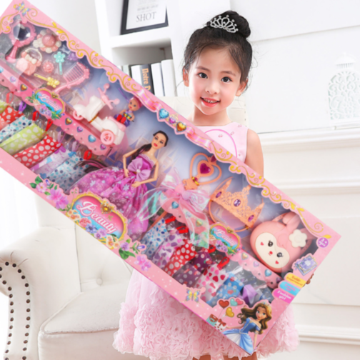 Set păpușă prințesă XXL cu 20+ rochii