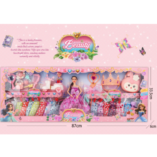 Set păpușă prințesă XXL cu 20+ rochii