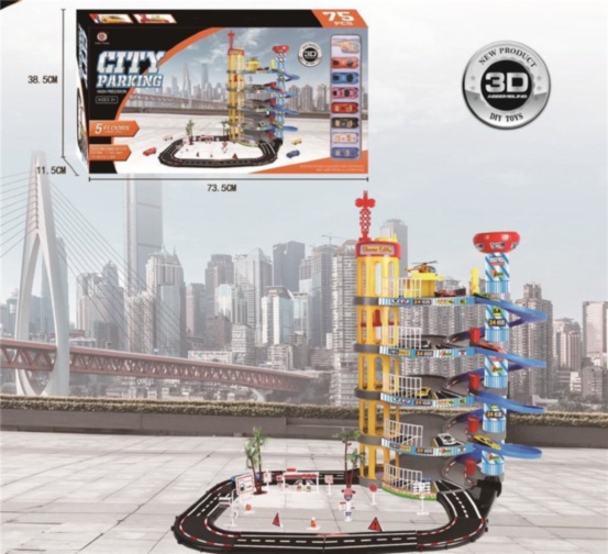 Mega Parcare cu 5 Niveluri, 7 Mașinuțe și 1 Elicopter
