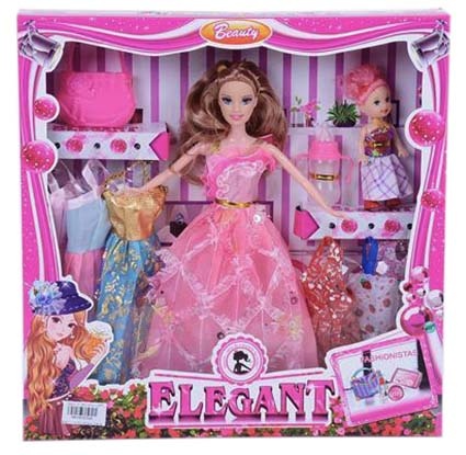 Set 2 Păpuși Barbie cu 6 Ținute