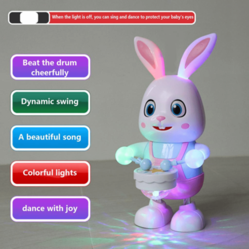 Iepuraș Interactiv cu Tobe, Muzică și Lumină