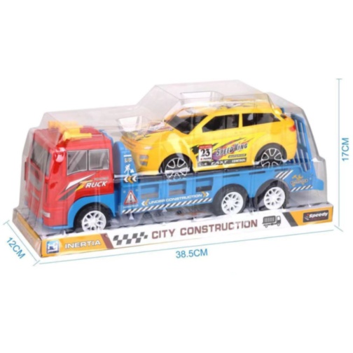 Camion transport auto copii cu mașină sport inclusă (culoare aleatorie)