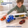 Camion transportor cu inerție și 4 mașinuțe sport incluse