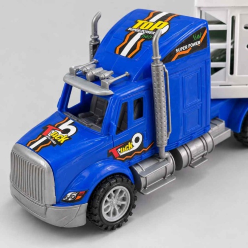 Camion transportor cu inerție și 4 mașinuțe sport incluse