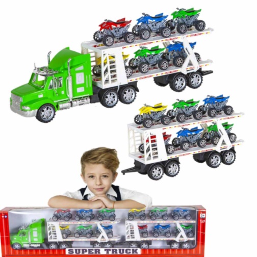 Mega Camion cu Trailer și 12 Mașinuțe, 83cm