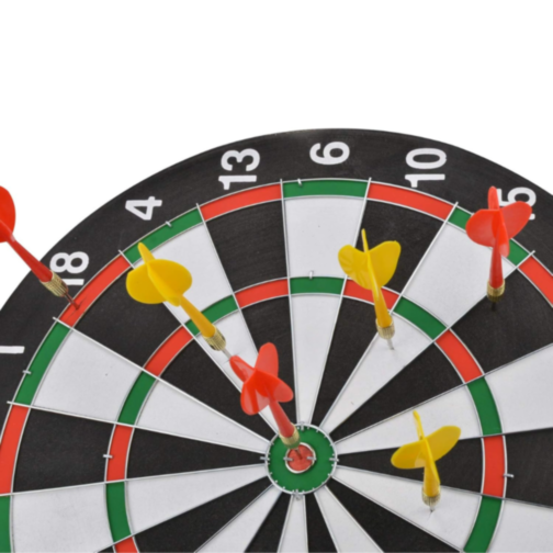 Tablă de Darts cu Față Dublă și 6 Săgeți – Distracție și Precizie