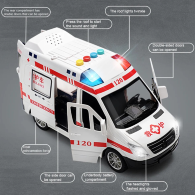 Ambulanță de Jucărie cu Lumini și Sunete, Uși Deschise, 1:16, City Rescue  | image
