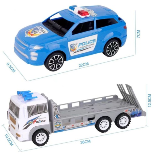 Camion transport mașini poliție copii cu platformă mare (culoare aleatorie)