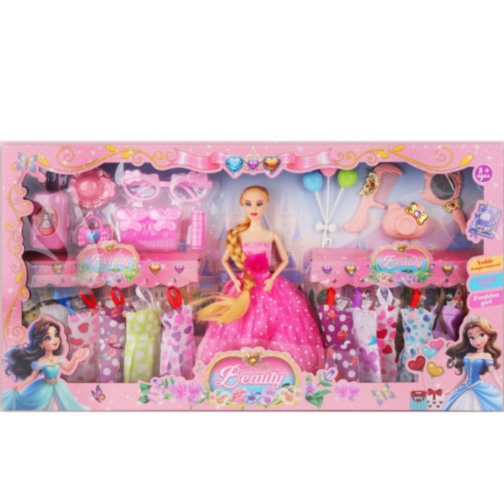 Set păpușă prințesă cu rochii și accesorii beauty