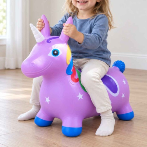 Unicorn gonflabil de sărit cu urechi pentru copii