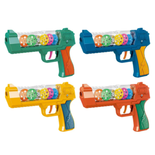 Pistol cu Efecte de Lumină și Vibrație – Jucărie Interactivă cu Roți Colorate