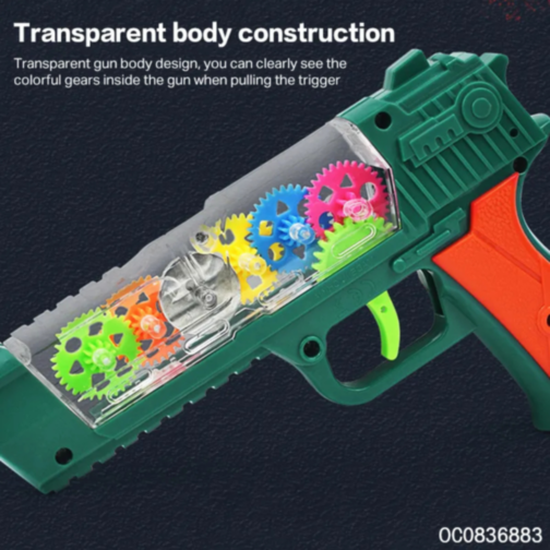 Pistol cu Efecte de Lumină și Vibrație – Jucărie Interactivă cu Roți Colorate