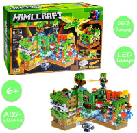 Minecraft "Peștera din Pădure" 501 piese, set construcție cu lumini