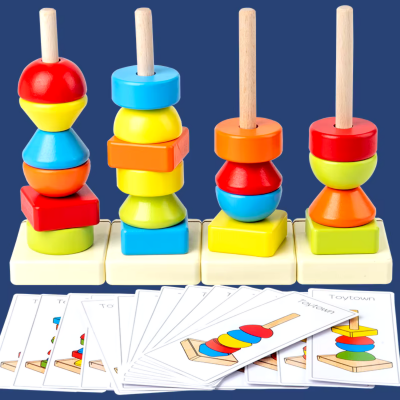 Set de Jucărie Montessori - Stivuire și Recunoaștere a Formelor | image