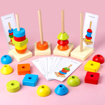 Set de Jucărie Montessori - Stivuire și Recunoaștere a Formelor | image