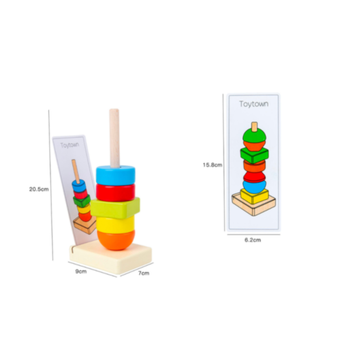 Set de Jucărie Montessori - Stivuire și Recunoaștere a Formelor