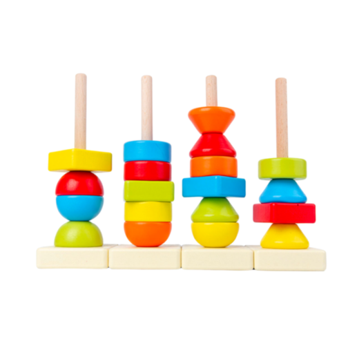 Set de Jucărie Montessori - Stivuire și Recunoaștere a Formelor