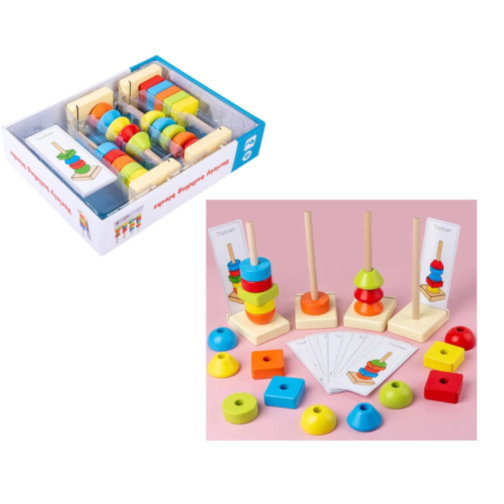 Set de Jucărie Montessori - Stivuire și Recunoaștere a Formelor