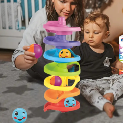 Turn cu Bile Colorate – Jucărie Educativă și Interactivă pentru Bebeluși