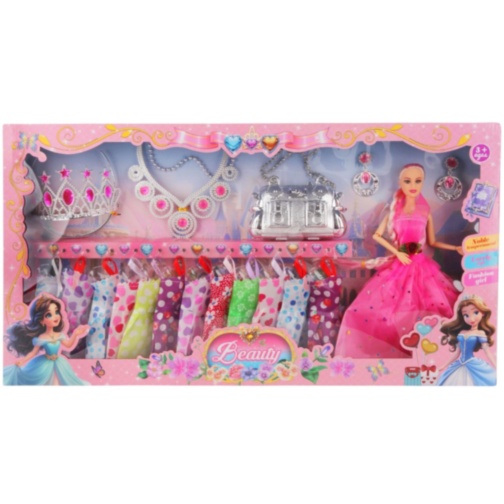 Set păpușă prințesă cu rochii și accesorii