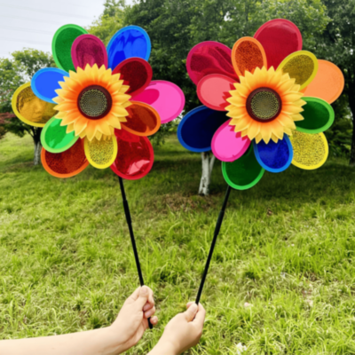 Morisca Colorată Floare cu Petale Curcubeu 73cm | image