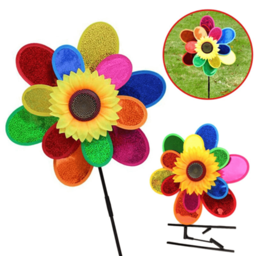 Morisca Colorată Floare cu Petale Curcubeu 73cm