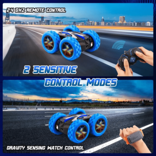 Mașinuță Stunt 360° cu Telecomandă și Ceas (culoare aleatorie) Mașinuță Stunt 360° cu Telecomandă și Ceas (culoare aleatorie)