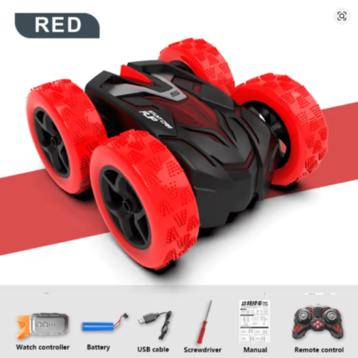 Mașinuță Stunt 360° cu Telecomandă și Ceas (culoare aleatorie) Mașinuță Stunt 360° cu Telecomandă și Ceas (culoare aleatorie)