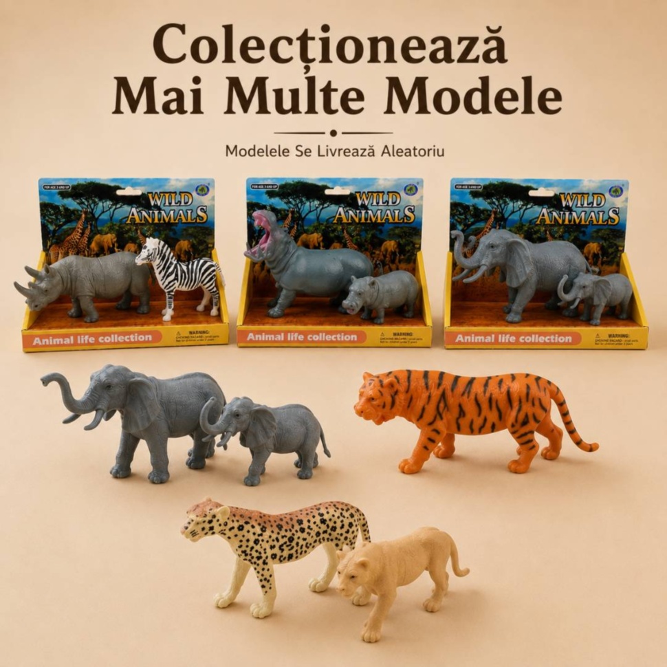 Colecționează mai multe modele de animale sălbatice, livrare aleatorie