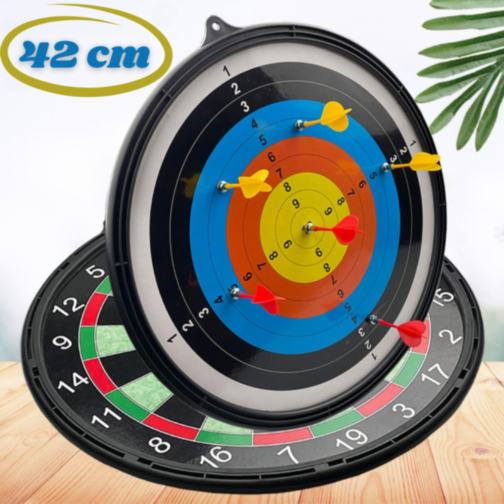 Tablă de Darts Magnetică Dublă 42 cm – Joc Interactiv cu 6 Săgeți