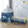 Set Cort de Joacă 3 în 1 pentru Copii, Castel Albastru cu Tunel și Piscină de Bile, Interior și Exterior