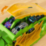 T-Rex Transportator cu 4 Mașinuțe Metalice – Dinozaur Transformabil (culoare aleatorie) 