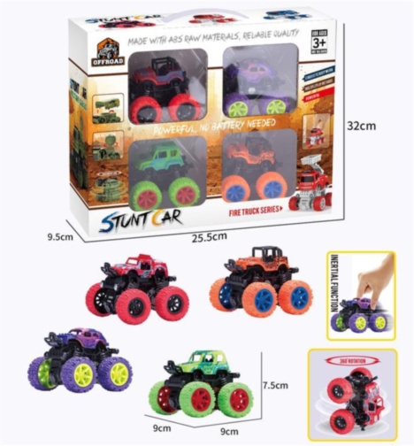 Set 4 Jeep-uri cu Roți Mari și Amortizoare cu Fricțiune